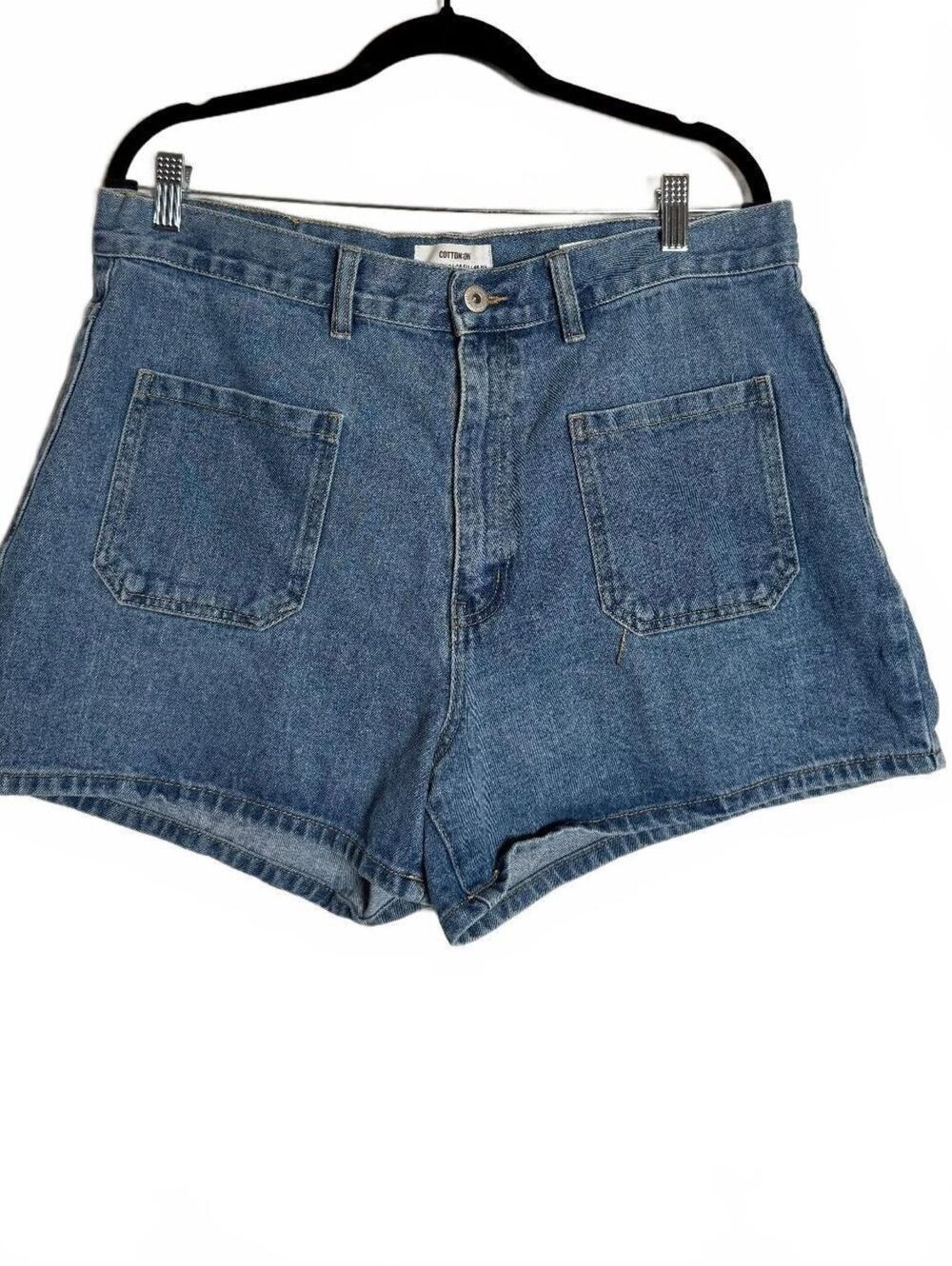 Retro Denim Shorts front pockets Size 12 - Picture 1 of 3